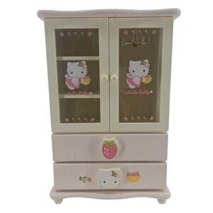 RARE Vintage 2001 Sanrio Hello Kitty Pink Angel Wooden Jewelry Box Organizer